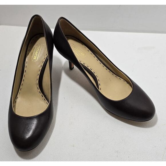 Women's Coach Missy Brown Leather Pumps Sz 7B - Picture 1 of 10